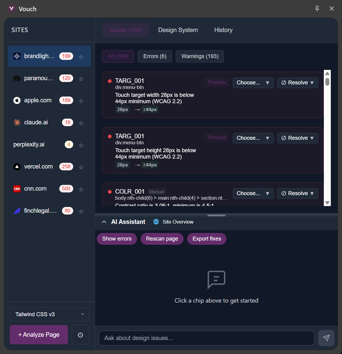Clean page with only 3 issues remaining